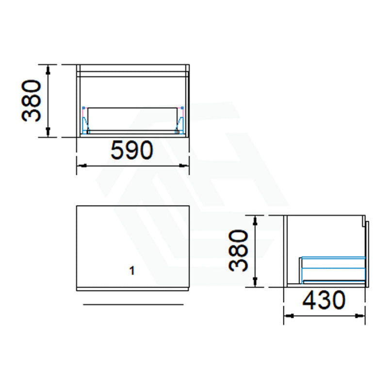 1-Drawer Wall Hung Bathroom Floating Vanity Single Bowl Multi-Colour Cabinet Only 600Mm Vanities