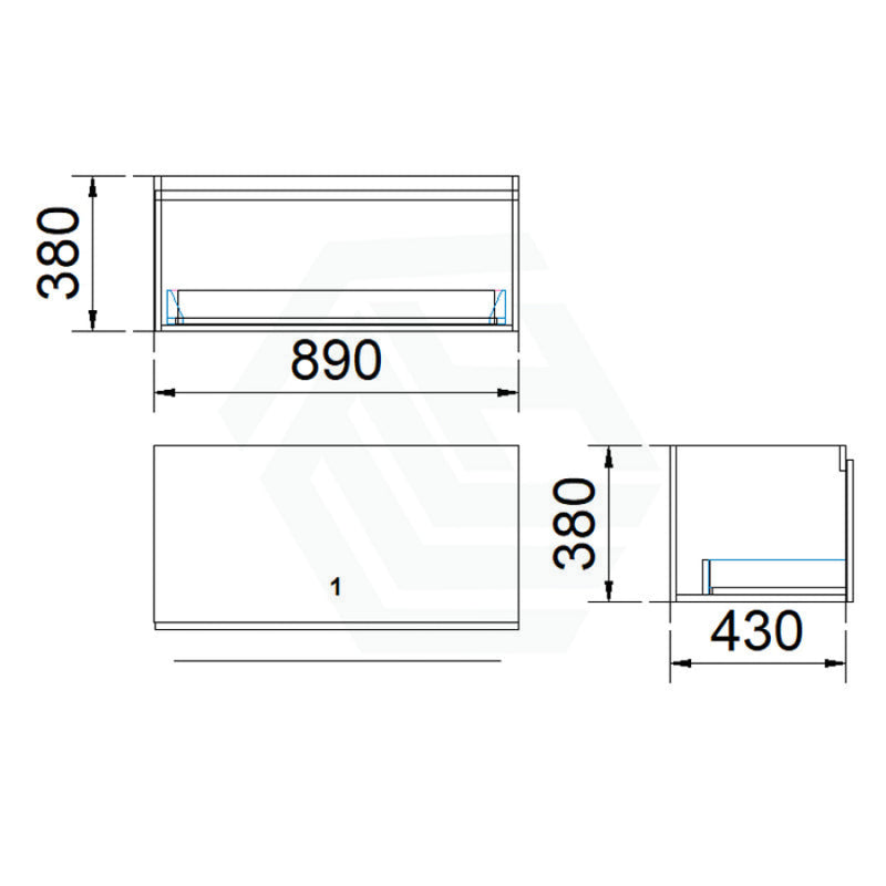 1-Drawer Wall Hung Bathroom Floating Vanity Single Bowl Multi-Colour Cabinet Only 900Mm Vanities