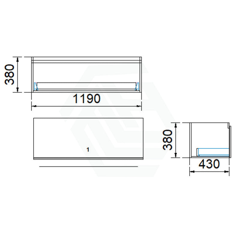 1-Drawer Wall Hung Bathroom Floating Vanity Single Bowl Multi-Colour Cabinet Only 1200Mm(Single