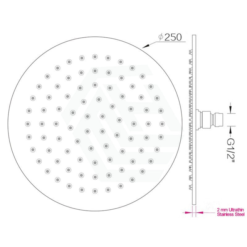 10 Inch 250Mm Round Black Twin Shower Station Top Water Inlet With 3 Functions Handheld Showers