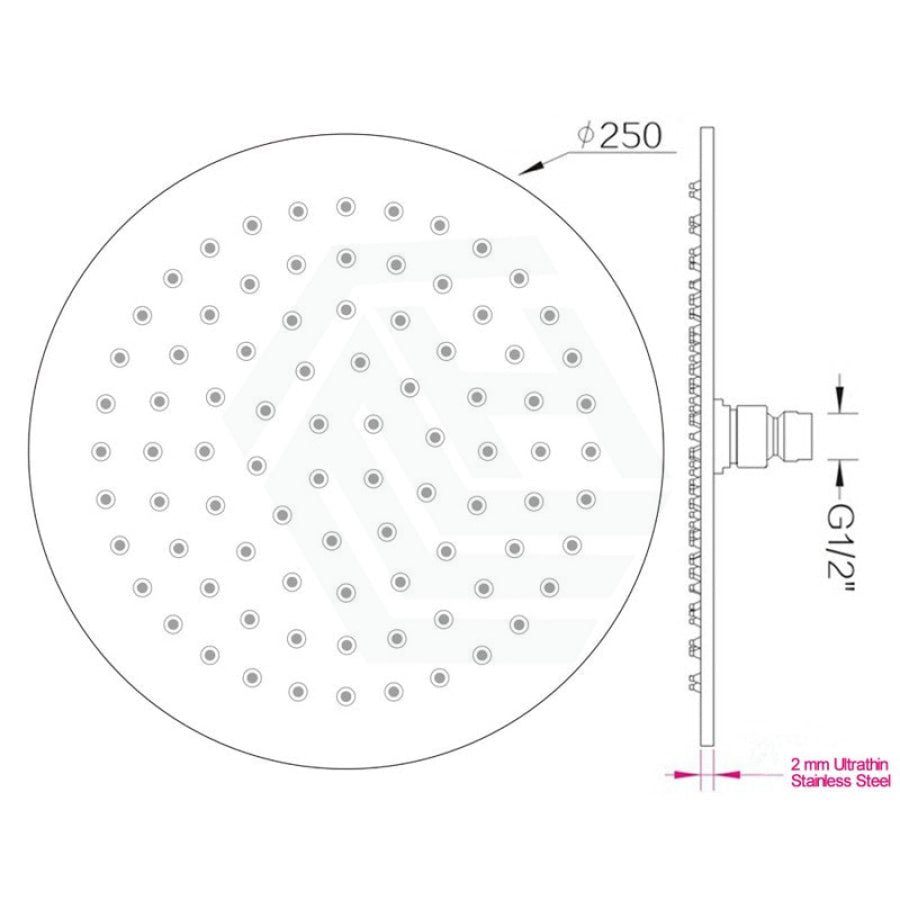 10 Inch 250Mm Round Chrome Twin Shower Station Top Water Inlet With 3 Functions Handheld Showers