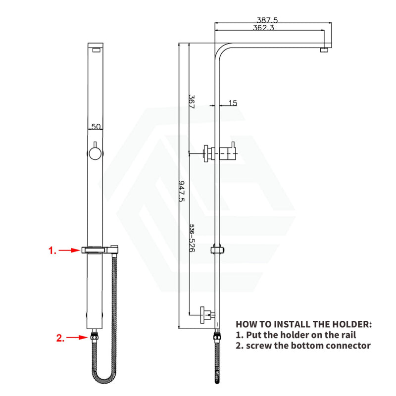 Wide Rail Twin Shower Station Square Chrome