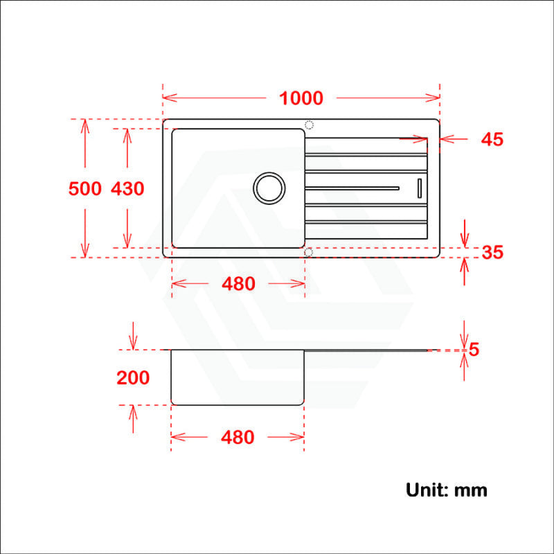 1000X500X200Mm Chroma Quartz Granite Single Bowl Sink With Drain Board For Top/Under Mount In