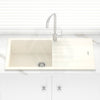 1000X500X200Mm Cream Quartz Granite Single Bowl Sink With Drain Board For Top/Under Mount In Kitchen