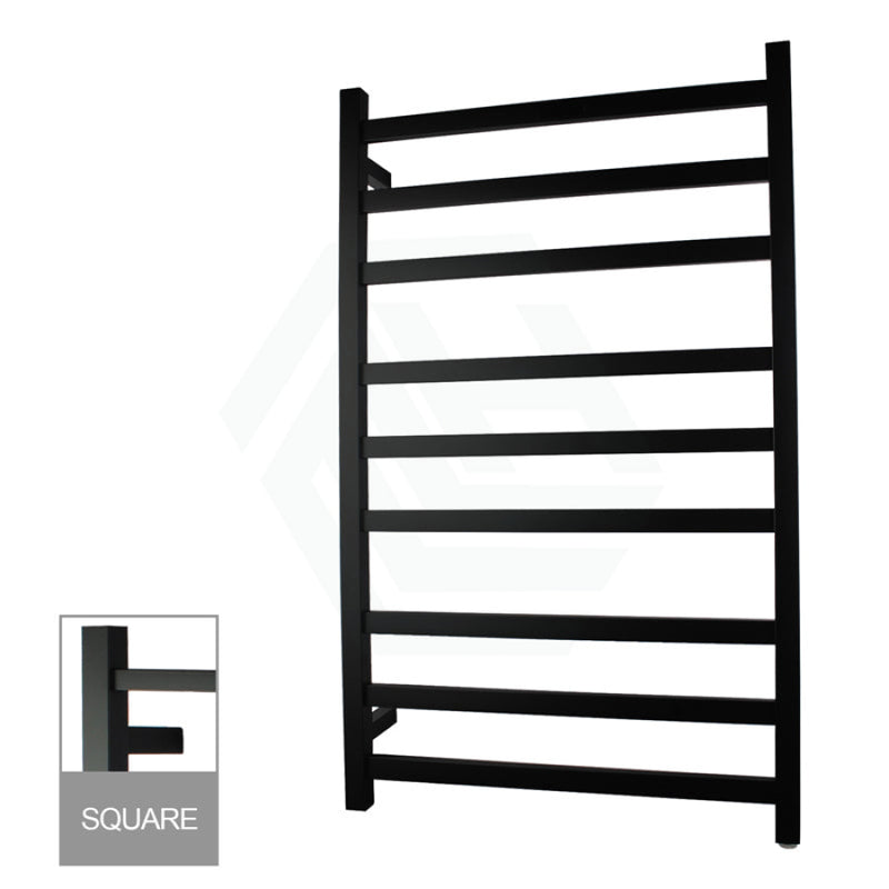 Electric Heated Towel Rail Square 9 Bars Matt Black