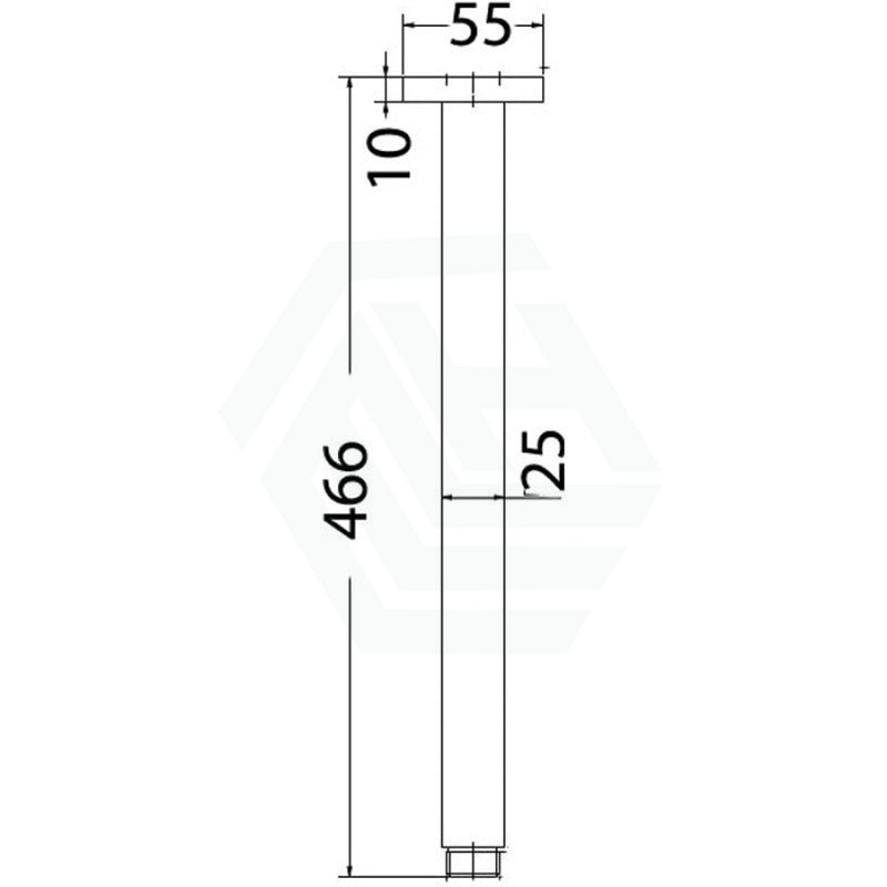 100/500Mm Square Vertical Shower Arm Chrome 450Mm Arms