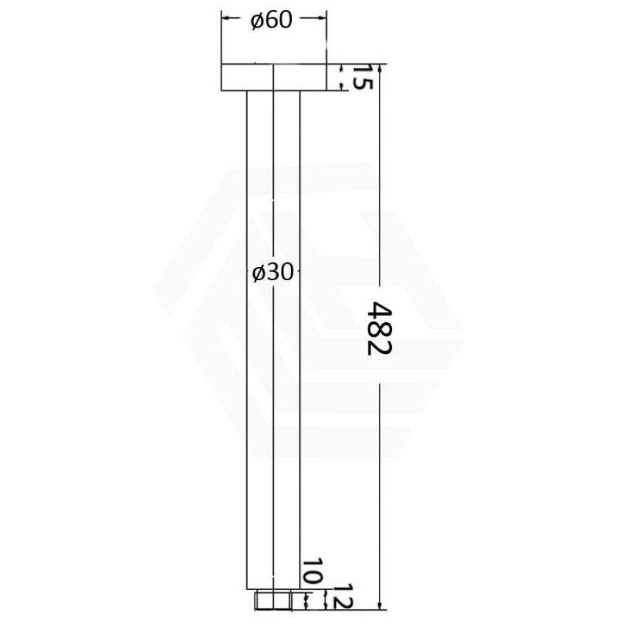 100/500Mm Round Vertical Shower Arm Chrome 470Mm Arms