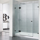 1090-2600Mm 3 Panels Wall To Shower Screen Frameless 10Mm Glass Matt Black Fittings