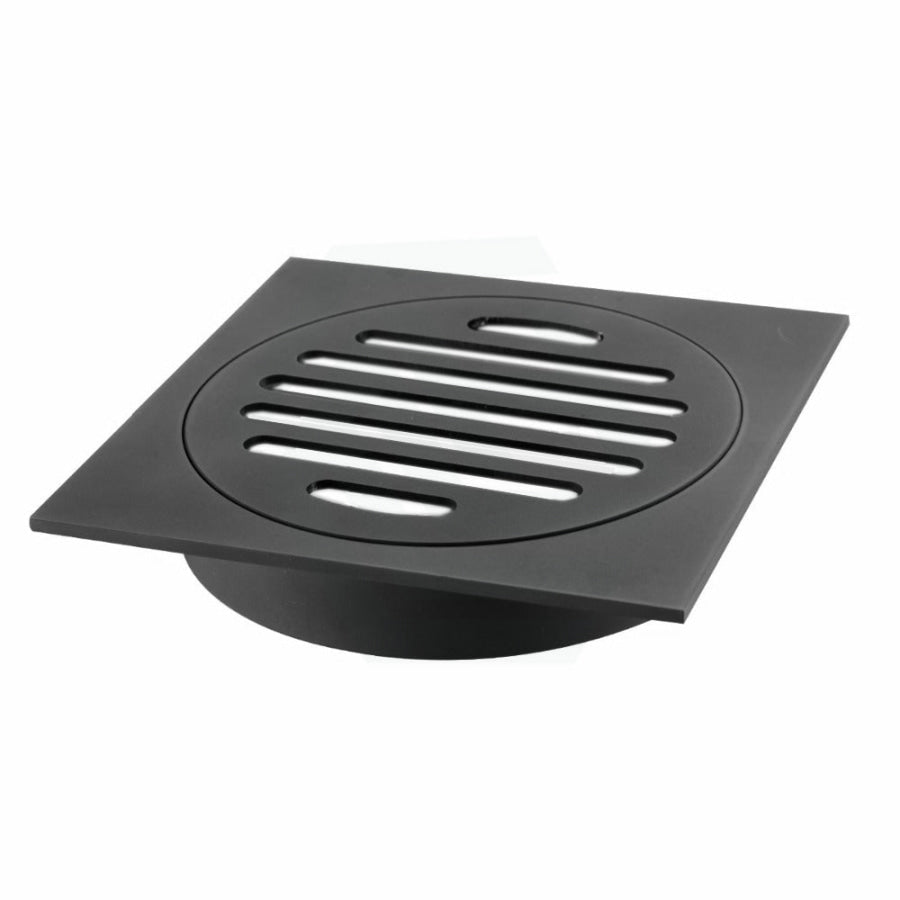 Floor Waste Drain Brass Square Matt Black