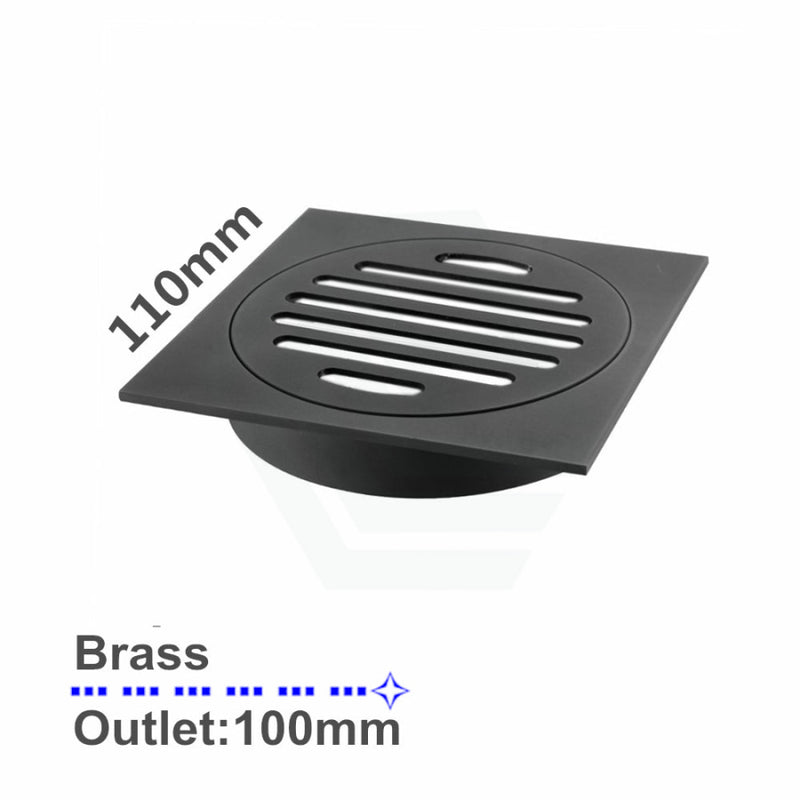 Floor Waste Drain Brass Square Matt Black