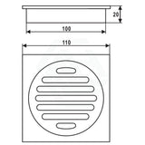 Floor Waste Drain Brass Square Chrome