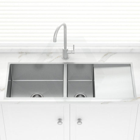 Stainless Steel Kitchen Sink 1 Half Double Bowls Drainer Board 1160mm