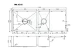 1160X460X230Mm Handmade Kitchen Sink One And Half Double Bowls With Drainer Board