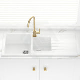 1160X500X205Mm Carysil White 1 And A Half Bowl With Drainer Board Granite Kitchen Laundry Sink