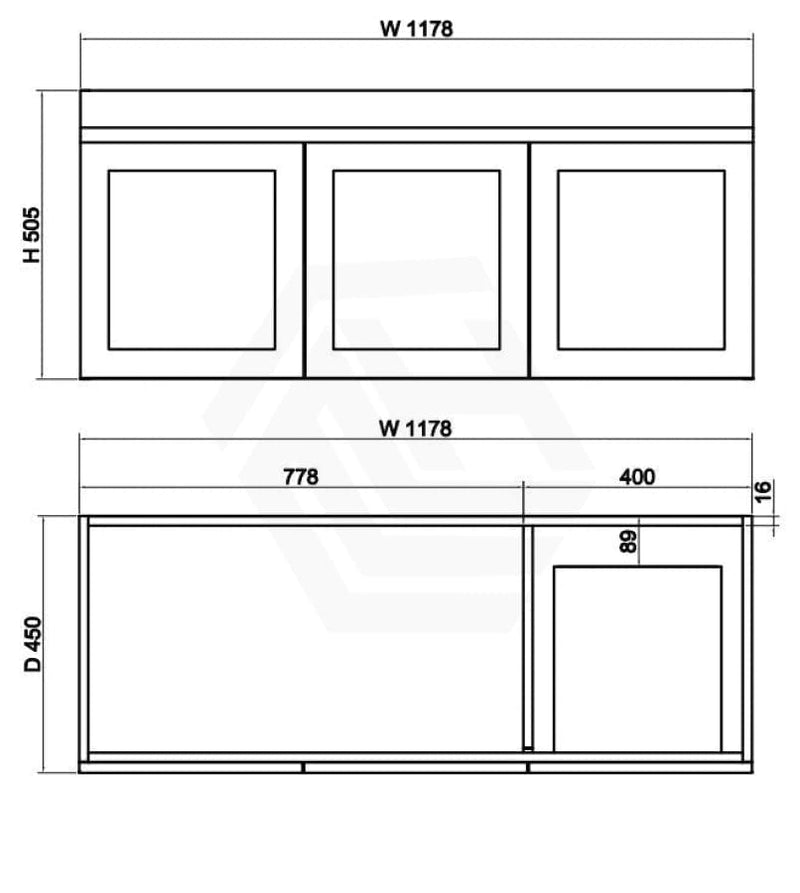 600-1500Mm Boston Plywood Wall Hung Bathroom Floating Vanity With Left / Right Drawers Concrete Grey