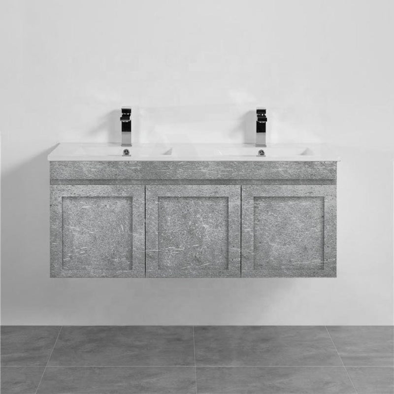 600-1500Mm Boston Plywood Wall Hung Bathroom Floating Vanity With Left / Right Drawers Concrete Grey