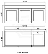 600-1500Mm Miami Wall Hung Bathroom Floating Vanity With Left / Right Drawers Matt White Shaker