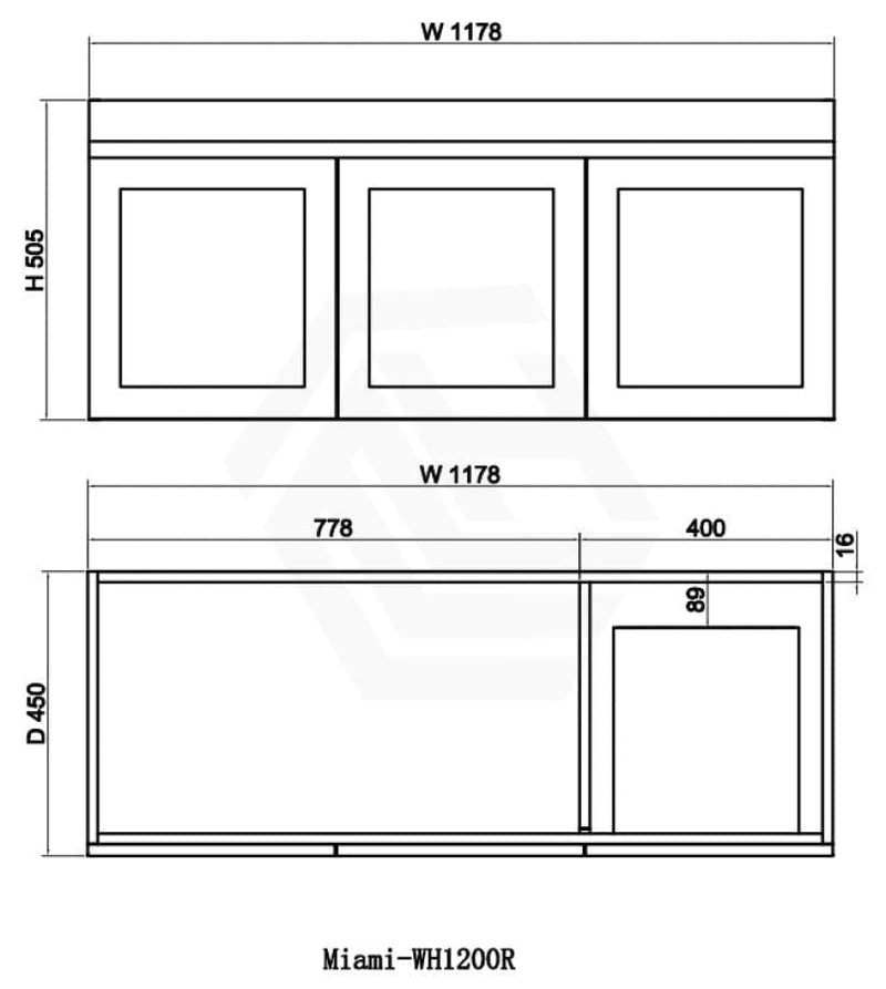 600-1500Mm Miami Wall Hung Bathroom Floating Vanity With Left / Right Drawers Matt White Shaker