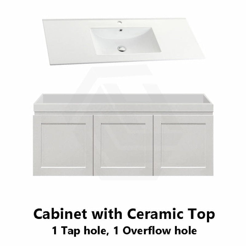 600-1500Mm Miami Wall Hung Bathroom Floating Vanity With Left / Right Drawers Matt White Shaker