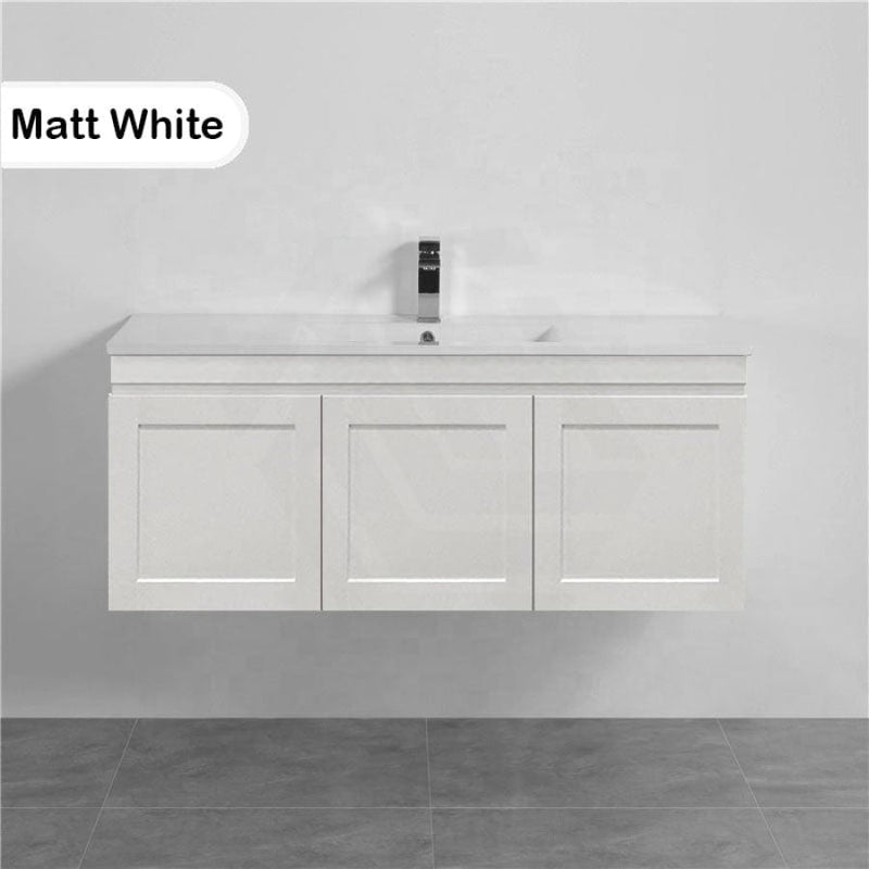 600-1500Mm Miami Wall Hung Bathroom Floating Vanity With Left / Right Drawers Matt White Shaker