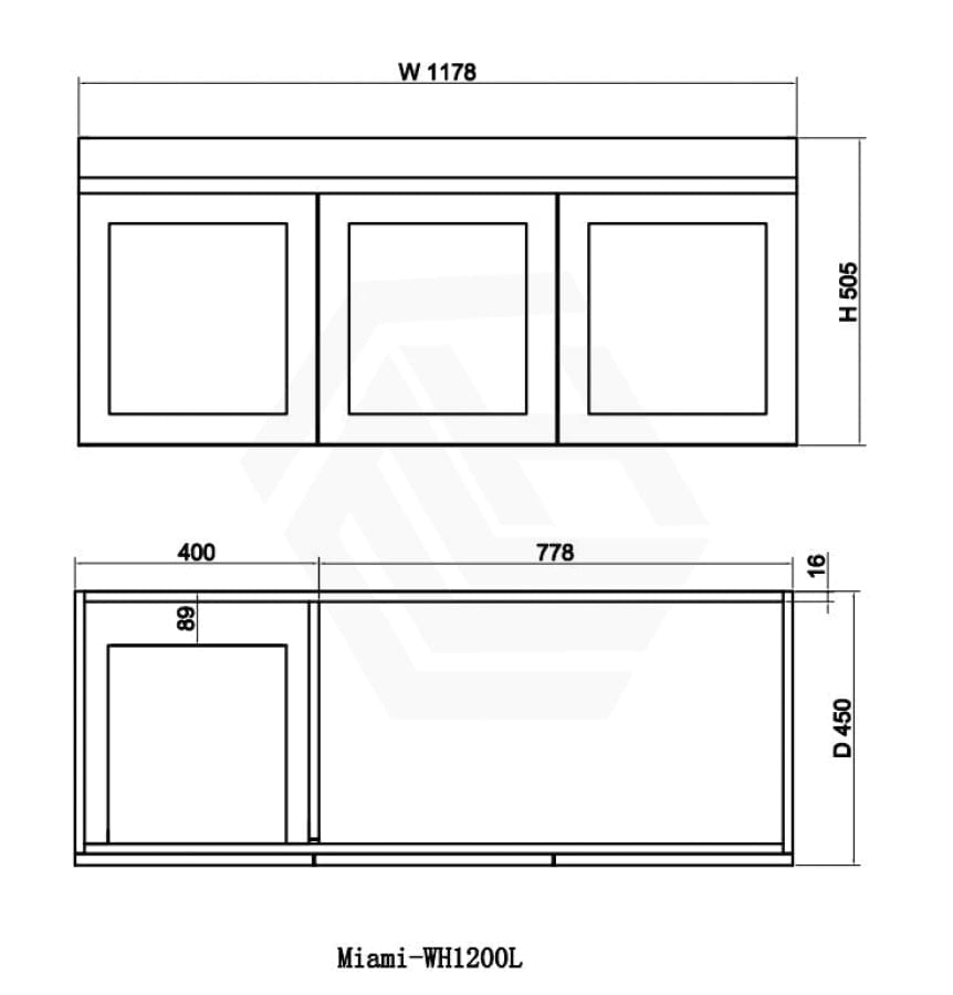 600-1500Mm Miami Wall Hung Bathroom Floating Vanity With Left / Right Drawers Matt White Shaker