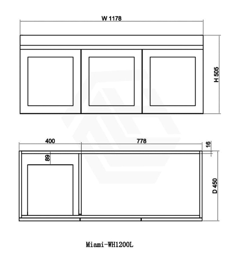 600-1500Mm Miami Wall Hung Bathroom Floating Vanity With Left / Right Drawers Matt White Shaker