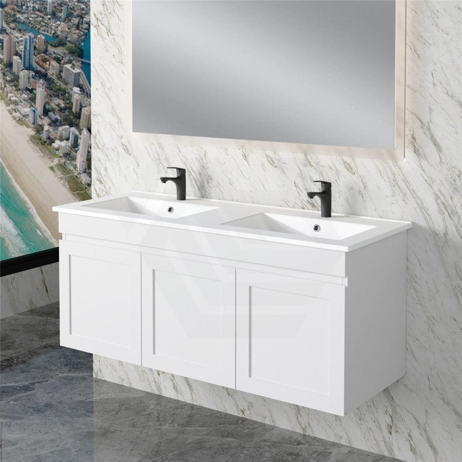 600-1500Mm Miami Wall Hung Bathroom Floating Vanity With Left / Right Drawers Matt White Shaker