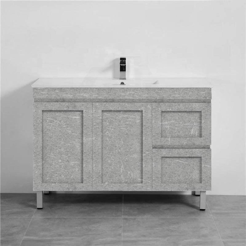 600-1500Mm Boston Plywood Freestanding With Legs Bathroom Vanity Concrete Grey Shaker Style Left /