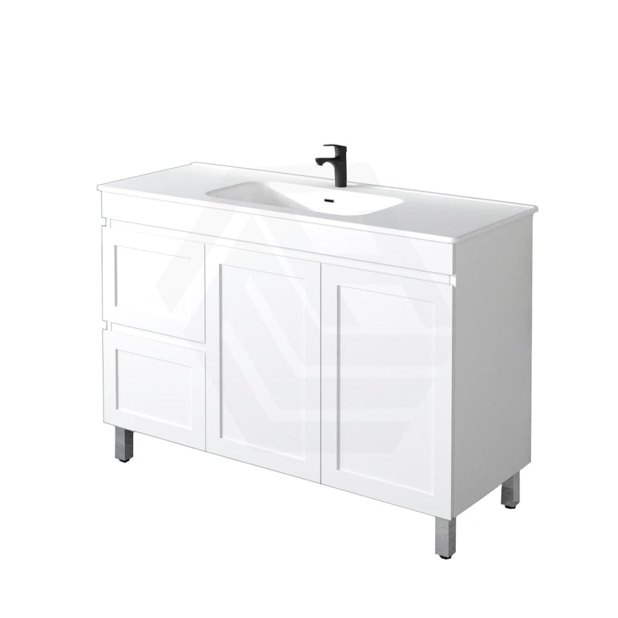 600-1500Mm Miami Freestanding With Legs Bathroom Vanity Matt White Shaker Hampton Style Left / Right