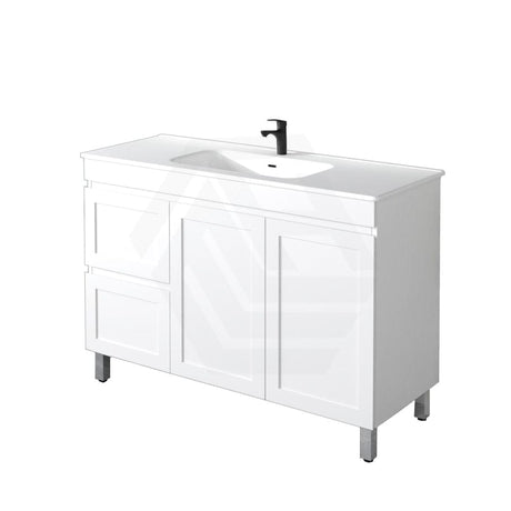 600-1500Mm Miami Freestanding With Legs Bathroom Vanity Matt White Shaker Hampton Style Left / Right