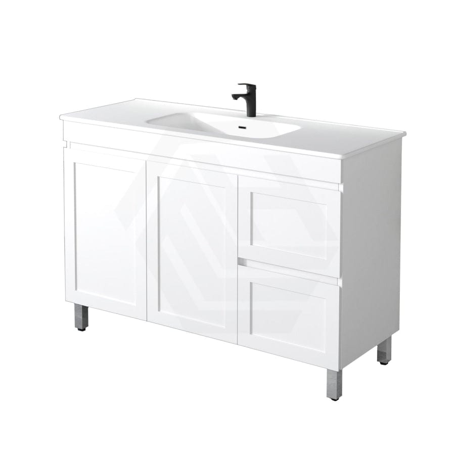 600-1500Mm Miami Freestanding With Legs Bathroom Vanity Matt White Shaker Hampton Style Left / Right