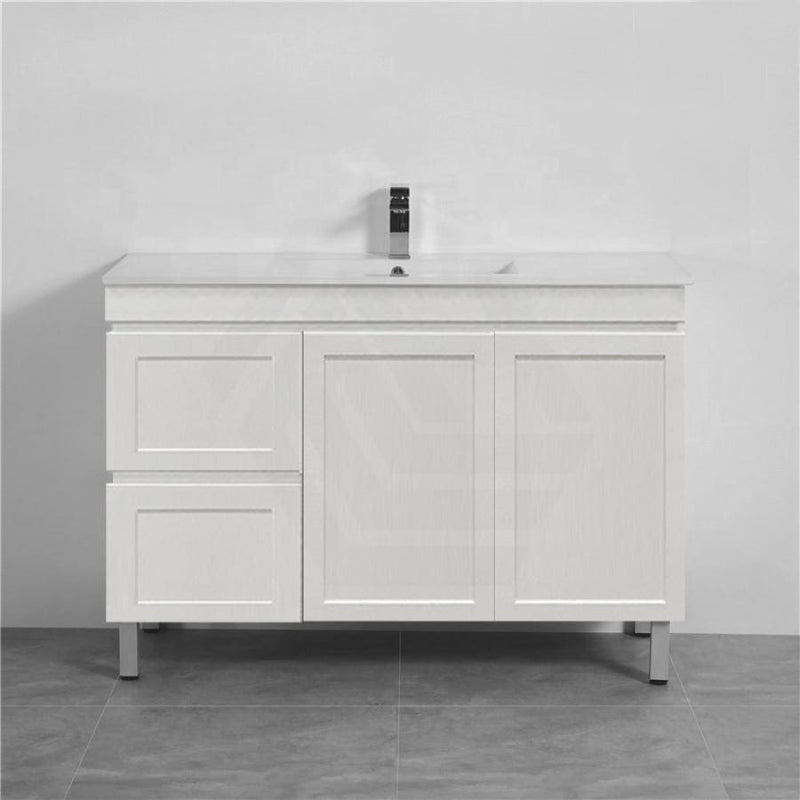 600-1500Mm Miami Freestanding With Legs Bathroom Vanity Matt White Shaker Hampton Style Left / Right