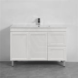 600-1500Mm Miami Freestanding With Legs Bathroom Vanity Matt White Shaker Hampton Style Left / Right