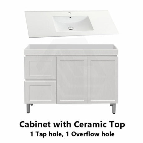 600-1500Mm Miami Freestanding With Legs Bathroom Vanity Matt White Shaker Hampton Style Left / Right