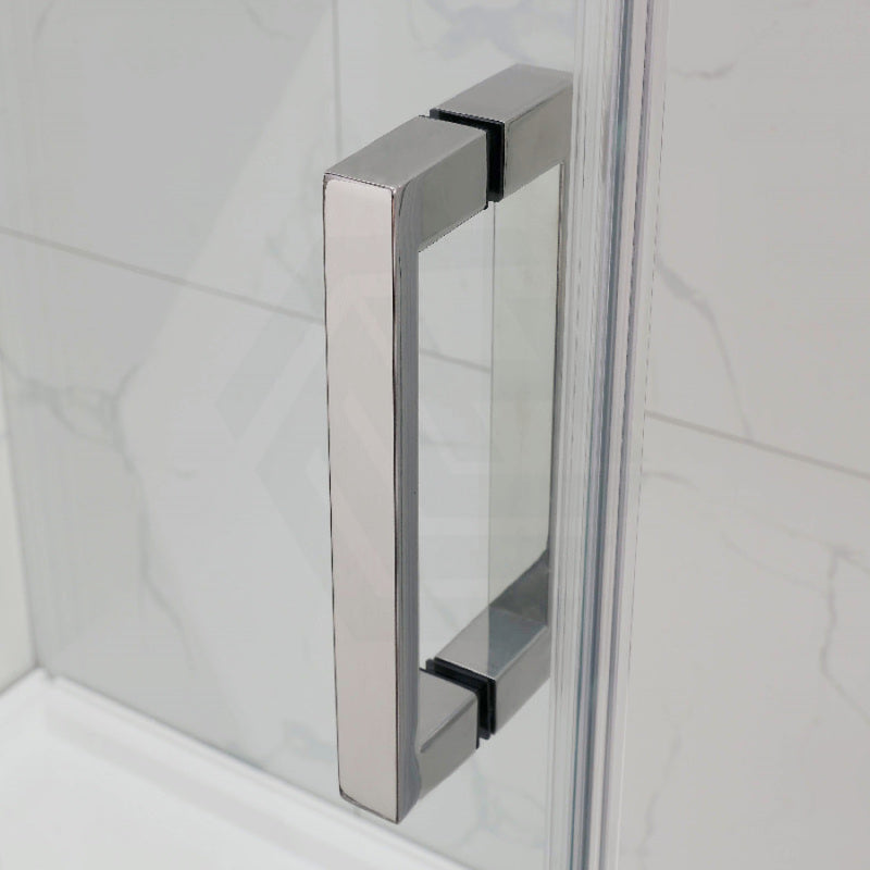 1180-2000X2000Mm L Shape Sliding Shower Screen Frameless Chrome Square Rail Handle 10Mm Glass