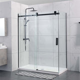 1180-2000X2000Mm Sliding Shower Screen L Shape Frameless Black Square Rail Handle 10Mm Glass