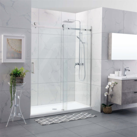 1180-2000X2000Mm Wall To Sliding Shower Screen Frameless Chrome Stainless Steel Square Handle 10Mm