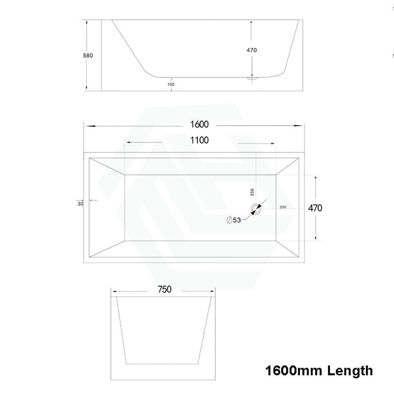 1200/1300/1400/1500/1600/1700Mm Square Bathtub Multi Fit Corner Back To Wall Freestanding Acrylic