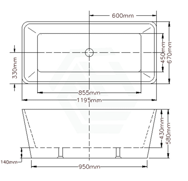 1200/1400/1500/1700Mm Qubist Square Bathtub Freestanding Acrylic Gloss White No Overflow 1200Mm