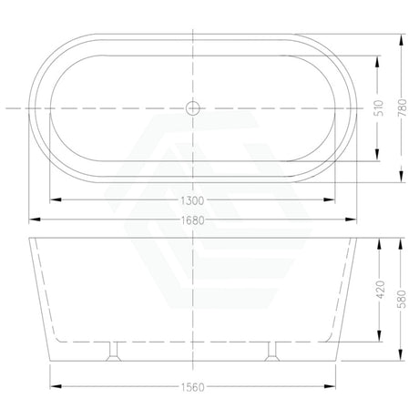 1200/1500/1680Mm Eudora Oval Bathtub Freestanding Acrylic Gloss White No Overflow 1680Mm