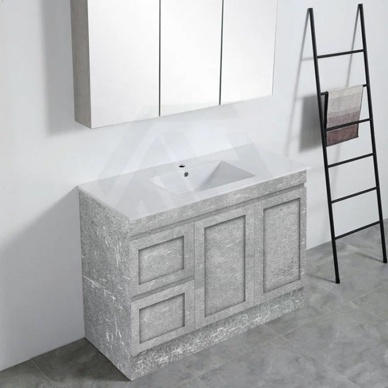 600-1500Mm Boston Plywood Freestanding Vanity Concrete Grey With Left/ Right Drawers Kickboard