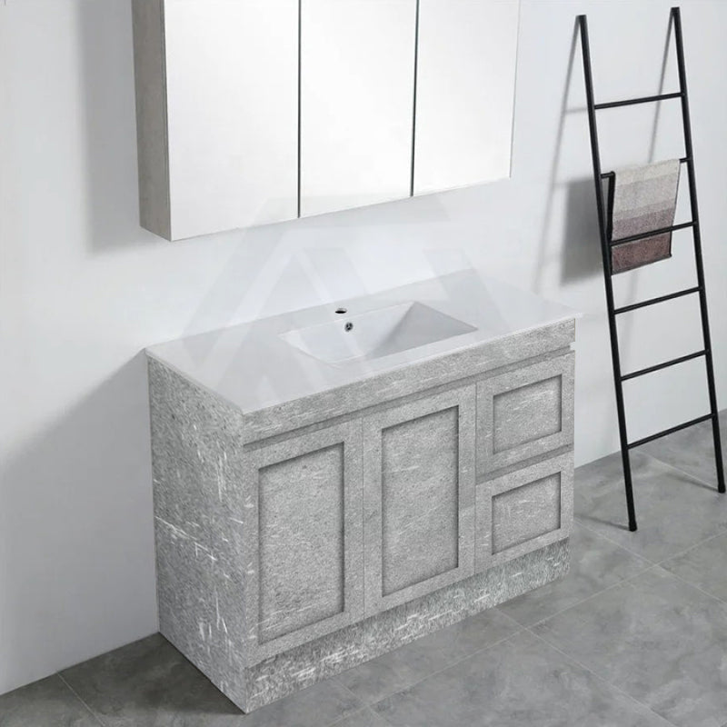 600-1500Mm Boston Plywood Freestanding Vanity Concrete Grey With Left/ Right Drawers Kickboard