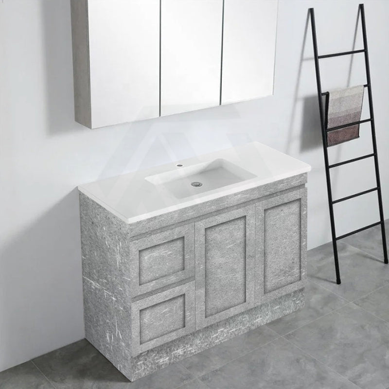 600-1500Mm Boston Plywood Freestanding Vanity Concrete Grey With Left/ Right Drawers Kickboard