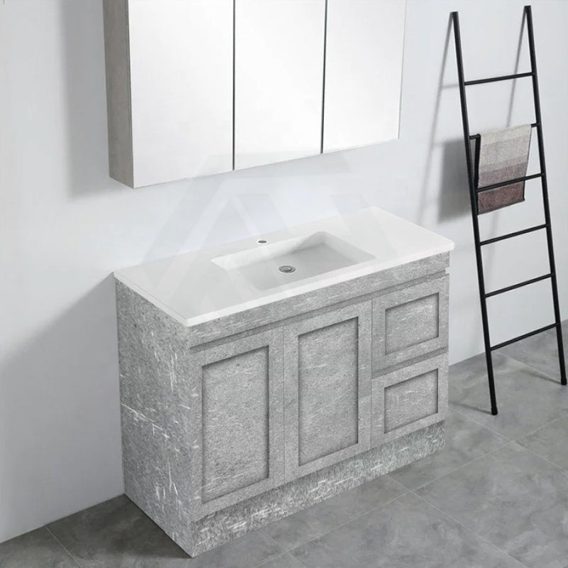 600-1500Mm Boston Plywood Freestanding Vanity Concrete Grey With Left/ Right Drawers Kickboard