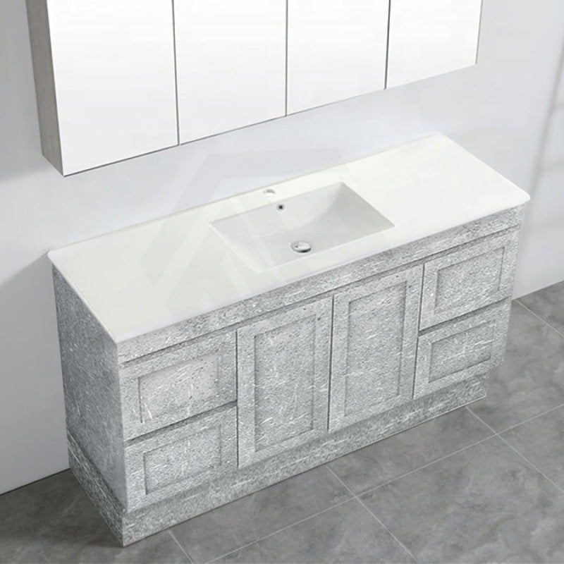 600-1500Mm Boston Plywood Freestanding Vanity Concrete Grey With Left/ Right Drawers Kickboard