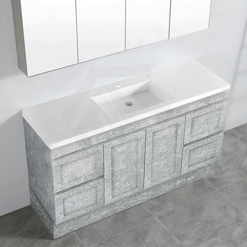 600-1500Mm Boston Plywood Freestanding Vanity Concrete Grey With Left/ Right Drawers Kickboard