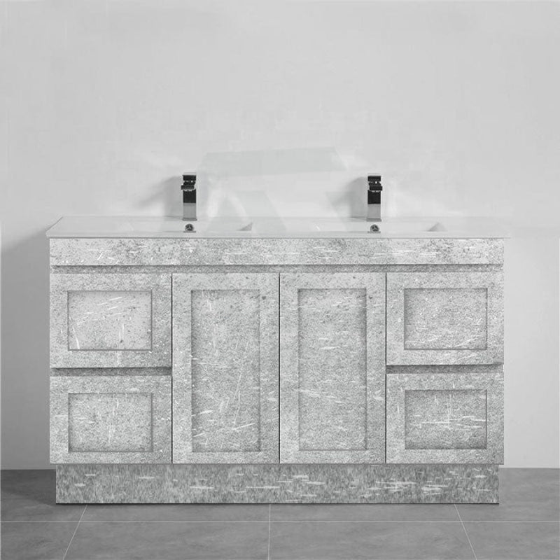 600-1500Mm Boston Plywood Freestanding Vanity Concrete Grey With Left/ Right Drawers Kickboard