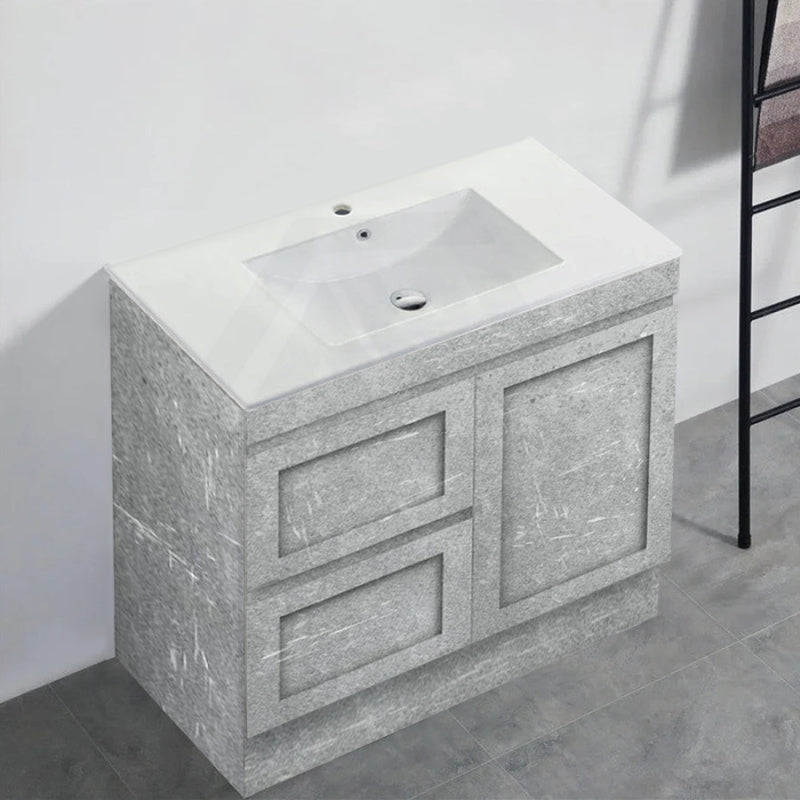 600-1500Mm Boston Plywood Freestanding Vanity Concrete Grey With Left/ Right Drawers Kickboard