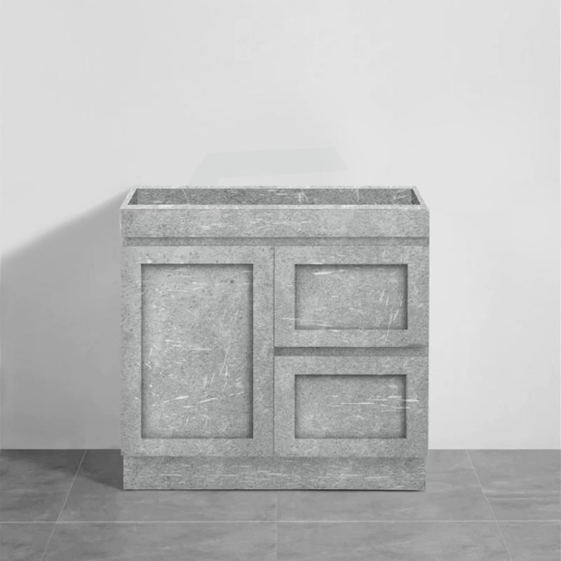 600-1500Mm Boston Plywood Freestanding Vanity Concrete Grey With Left/ Right Drawers Kickboard