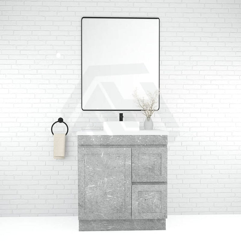 600-1500Mm Boston Plywood Freestanding Vanity Concrete Grey With Left/ Right Drawers Kickboard